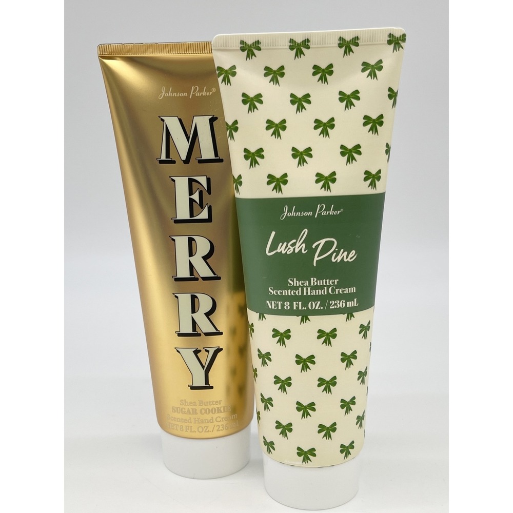 Johnson Parker Hand Cream Set 8oz Each Lush Pine Sugar Cookie Shea Butter Bows